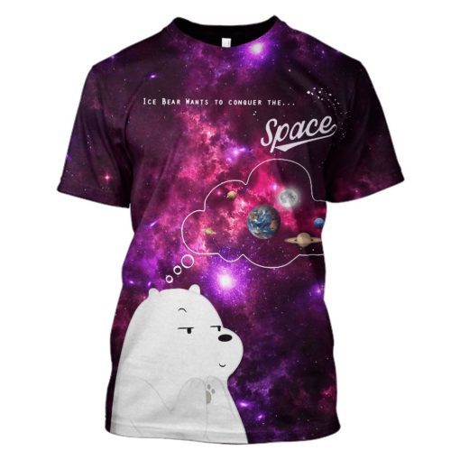 Gearhumans Ice bear wants to conquer the space Custom T-shirt - Hoodies Apparel 3 Ice bear wants to conquer the space Custom T-shirt - Hoodies Apparel GH110384 3D Custom Fleece Hoodies T-Shirt S