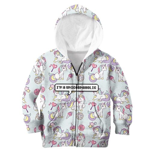 I'm An Unicornalohic Custom Hoodies T-shirt Apparel HD-UNI110106K kid 3D apparel Kid Zip Hoodie S/6-8