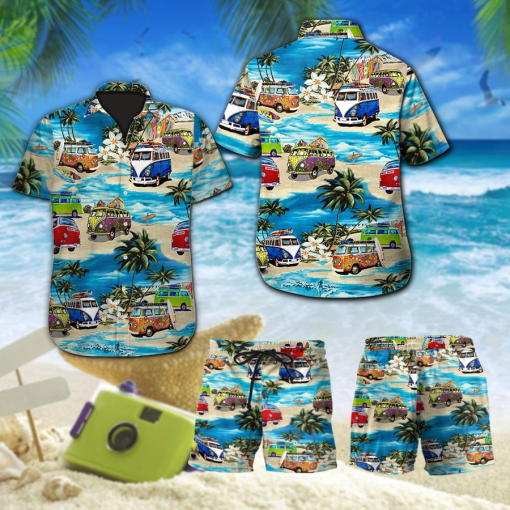 Gearhumans 3D Summer Bus Custom Name Hawaii Shirt