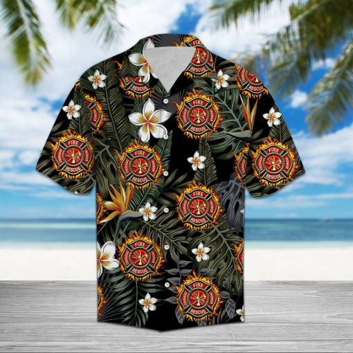 Gearhumans 3D Firefighter Tropical Hawaii Shirt