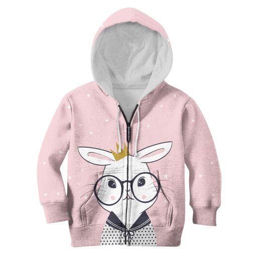 Innocence Rabbit Custom Hoodies T-shirt Apparel HD-PET110366K kid 3D apparel Kid Zip Hoodie S/6-8