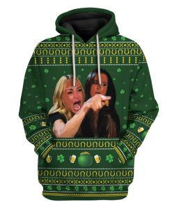 Irish Drunk Woman Yelling At Cat Meme Custom T-Shirts Hoodies Apparel HD-QM3001201 3D Custom Fleece Hoodies Hoodie S 