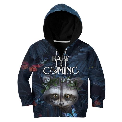 Gearhumans Kid Custom Baby Is Coming Apparel 8 Kid Custom Baby Is Coming Apparel HD-AT2481914K Kid 3D Apparel Kid Zip Hoodie S/6-8