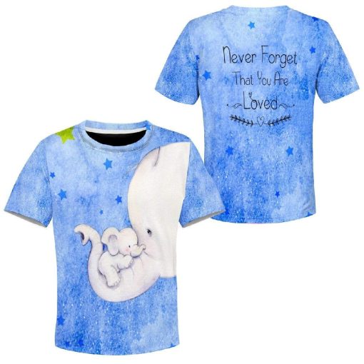 Kid Custom Hoodies T-shirt Cute Boy Elephant Never forget that you are loved HD-GH0281917K kid 3D apparel