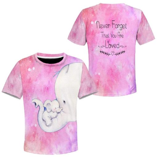 Kid Custom Hoodies T-shirt Cute Girl Elephant Never forget that you are loved HD-GH0281916K kid 3D apparel