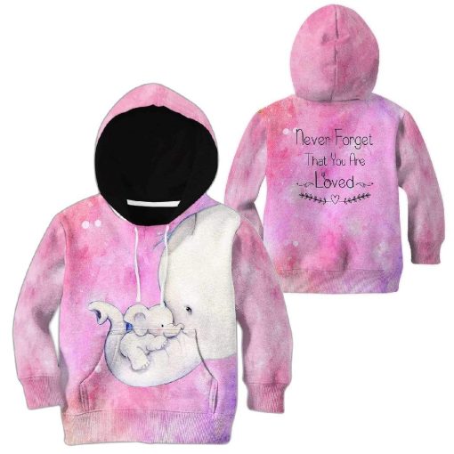 Kid Custom Hoodies T-shirt Cute Girl Elephant Never forget that you are loved HD-GH0281916K kid 3D apparel