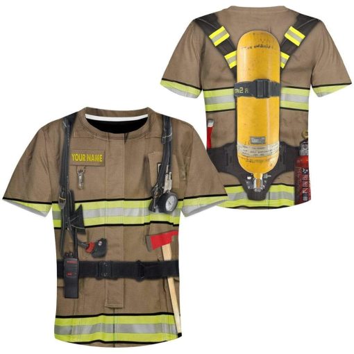 Gearhumans Kid Firefighter Custom Name T-Shirts Hoodies Apparel - Image 5