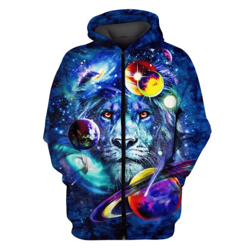 Lion and Universe Custom T-shirt - Hoodies Apparel GH110397 3D Custom Fleece Hoodies Zip Hoodie S
