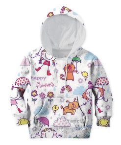 Little Girl And Her Pets In Rainny Day Custom Hoodies T-shirt Apparel HD-PET110308K kid 3D apparel Kid Hoodie S/6-8