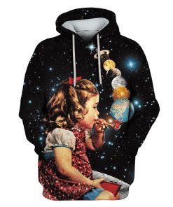 Little Girl Blowing Up Galaxy Custom T-shirt - Hoodies Apparel HD-GH110464 3D Custom Fleece Hoodies Hoodie S 