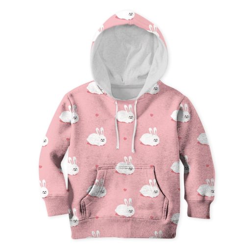 Lovely White Rabbit Custom Hoodies T-shirt Apparel HD-PET110357K kid 3D apparel Kid Hoodie S/6-8