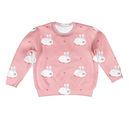 Lovely White Rabbit Custom Hoodies T-shirt Apparel HD-PET110357K kid 3D apparel Kid Sweatshirt S/6-8