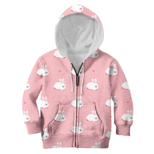 Lovely White Rabbit Custom Hoodies T-shirt Apparel HD-PET110357K kid 3D apparel Kid Zip Hoodie S/6-8