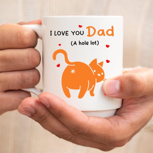 Gearhumans 3D I love You Dad A Hole Lot Cat Mug