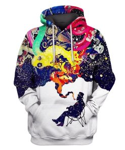 Man Smoking Outerspace Custom T-shirt - Hoodies Apparel GH110229 3D Custom Fleece Hoodies Hoodie S 
