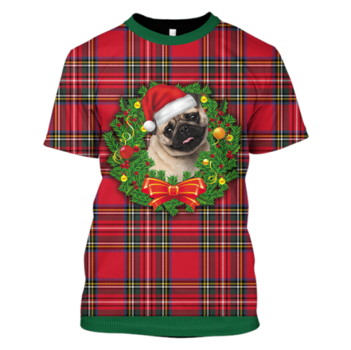 Gearhumans Pug On Christmas Custom T-shirt - Hoodies Apparel