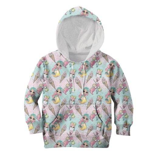 Gearhumans mermaid with ice scream Kid Custom Hoodies T-shirt Apparel 4 mermaid with ice scream Kid Custom Hoodies T-shirt Apparel HD-PET110352K kid 3D apparel Kid Hoodie S/6-8