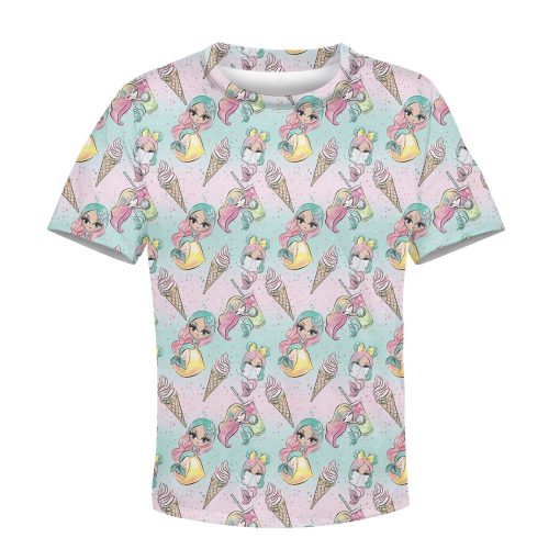 Gearhumans mermaid with ice scream Kid Custom Hoodies T-shirt Apparel 1 mermaid with ice scream Kid Custom Hoodies T-shirt Apparel HD-PET110352K kid 3D apparel Kid T-Shirt XS
