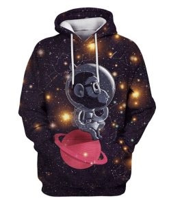 Monkey Astronut OuterSpace Custom T-shirt - Hoodies Apparel GH110309 3D Custom Fleece Hoodies Hoodie S 