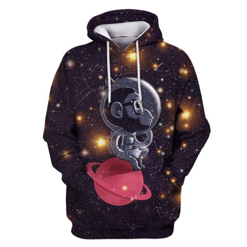 Monkey Astronut OuterSpace Custom T-shirt - Hoodies Apparel GH110309 3D Custom Fleece Hoodies Hoodie S