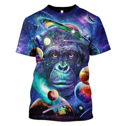 Gearhumans Monkey in the space Custom T-shirt - Hoodies Apparel 1 Monkey in the space Custom T-shirt - Hoodies Apparel GH110380 3D Custom Fleece Hoodies T-Shirt S