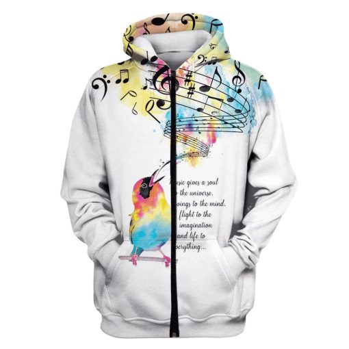 Music gives a soul to the universe Custom T-shirt - Hoodies Apparel HD-GH110454 3D Custom Fleece Hoodies Zip Hoodie S