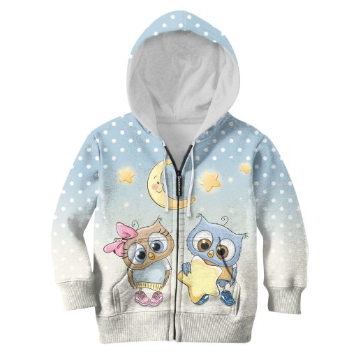 Gearhumans Night Owls Custom Hoodies T-shirt Apparel 4 Night Owls Custom Hoodies T-shirt Apparel HD-PET110278K kid 3D apparel Kid Zip Hoodie S/6-8