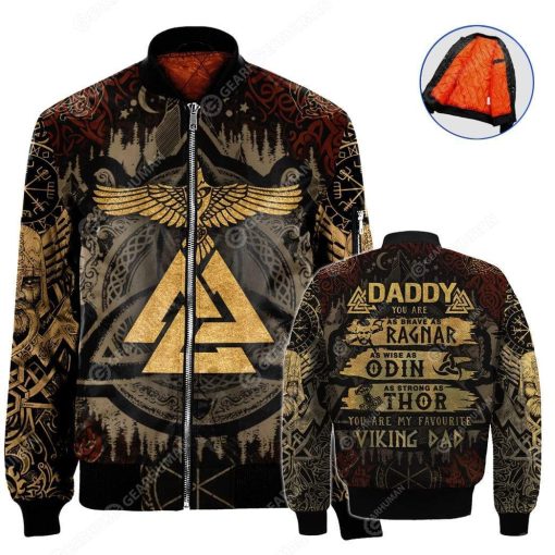 NYLON-BLEND BOMBER JACKET Viking Dad HD-DT2281915-BJK 3D Custom Fleece Hoodies Jacket Bomber S