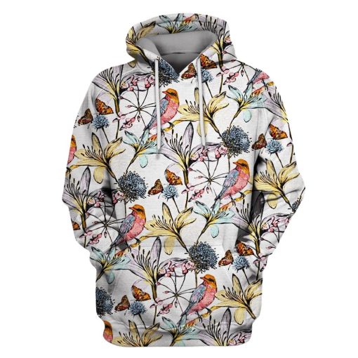Owl bird with flowers Custom T-shirt - Hoodies Apparel HD-PET110220 3D Custom Fleece Hoodies Hoodie S