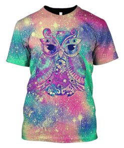 Owl Galaxy Hoodies T-Shirt Apparel GL101107 3D Custom Fleece Hoodies T-Shirt S 