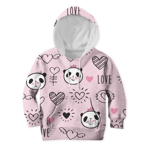 Gearhumans Panda In Love Custom Hoodies T-shirt Apparel 1 Panda In Love Custom Hoodies T-shirt Apparel HD-PET110358K kid 3D apparel Kid Hoodie S/6-8