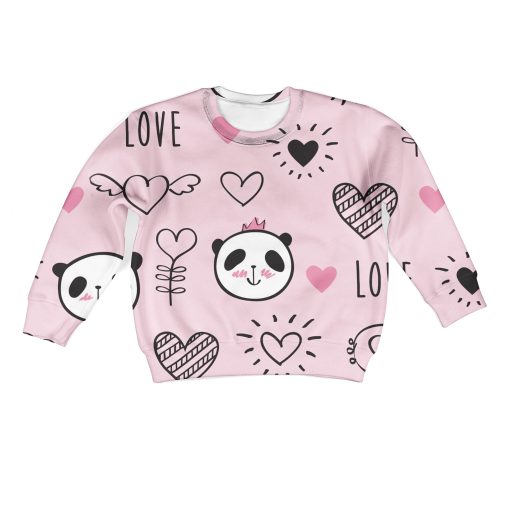 Gearhumans Panda In Love Custom Hoodies T-shirt Apparel 2 Panda In Love Custom Hoodies T-shirt Apparel HD-PET110358K kid 3D apparel Kid Sweatshirt S/6-8