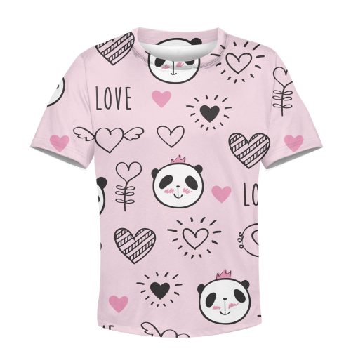 Gearhumans Panda In Love Custom Hoodies T-shirt Apparel 3 Panda In Love Custom Hoodies T-shirt Apparel HD-PET110358K kid 3D apparel Kid T-Shirt XS