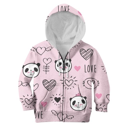 Gearhumans Panda In Love Custom Hoodies T-shirt Apparel 4 Panda In Love Custom Hoodies T-shirt Apparel HD-PET110358K kid 3D apparel Kid Zip Hoodie S/6-8
