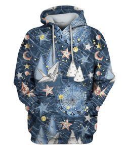 Paper cranes with stars in the space Custom T-shirt - Hoodies Apparel HD-GH110552 3D Custom Fleece Hoodies Hoodie S 