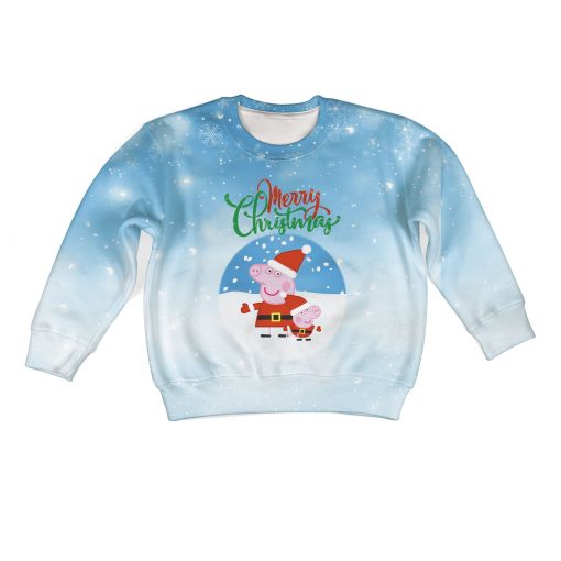 Peppa Pig Merry christmasCustom Hoodies T-shirt Apparel HD-MV110721K kid 3D apparel Kid Sweatshirt S/6-8