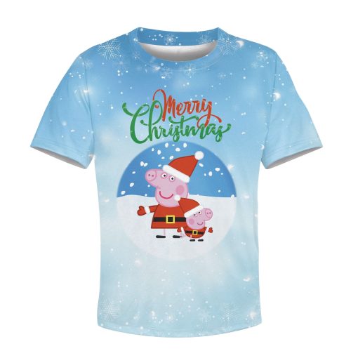 Peppa Pig Merry christmasCustom Hoodies T-shirt Apparel HD-MV110721K kid 3D apparel Kid T-Shirt XS