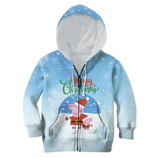 Peppa Pig Merry christmasCustom Hoodies T-shirt Apparel HD-MV110721K kid 3D apparel Kid Zip Hoodie S/6-8
