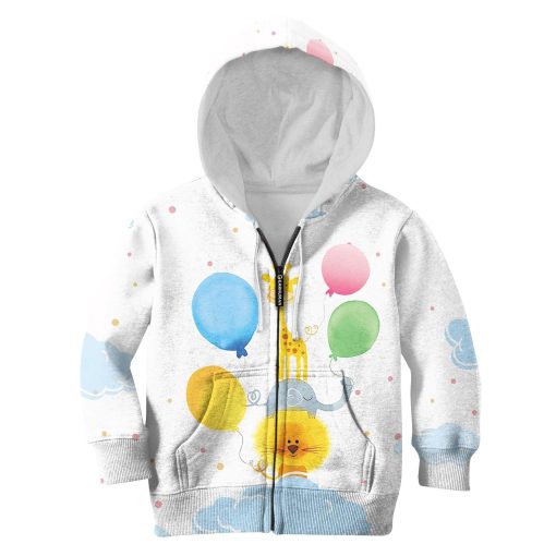 Pets And Balloons On The Cloud Custom Hoodies T-shirt Apparel HD-PET110294K kid 3D apparel Kid Zip Hoodie S/6-8