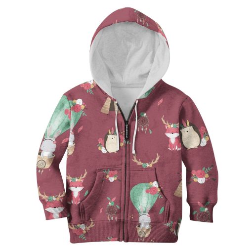 Pets with flowers Kid Custom Hoodies T-shirt Apparel HD-PET110255K kid 3D apparel Kid Zip Hoodie S/6-8