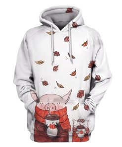 Pig drinking tea Custom T-shirt - Hoodies Apparel HD-PET110252 3D Custom Fleece Hoodies Hoodie S 