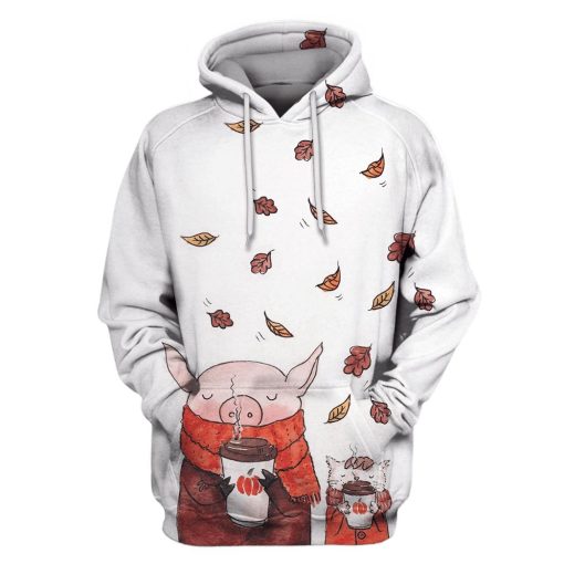 Pig drinking tea Custom T-shirt - Hoodies Apparel HD-PET110252 3D Custom Fleece Hoodies Hoodie S