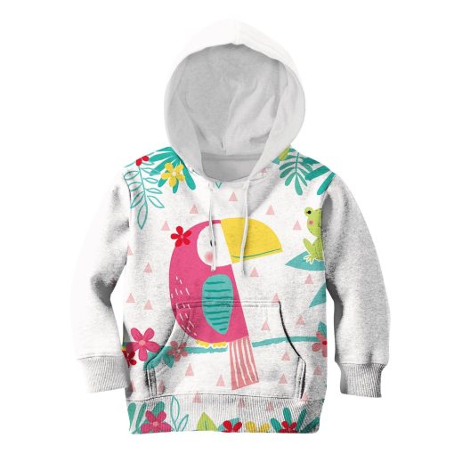 Pink Parrot Custom Hoodies T-shirt Apparel HD-PET110293K kid 3D apparel Kid Hoodie S/6-8