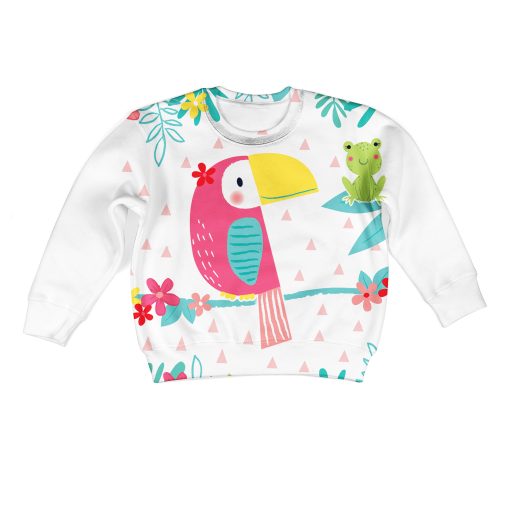 Pink Parrot Custom Hoodies T-shirt Apparel HD-PET110293K kid 3D apparel Kid Sweatshirt S/6-8