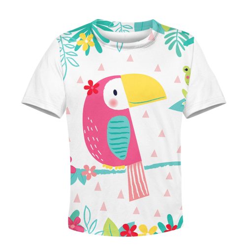 Pink Parrot Custom Hoodies T-shirt Apparel HD-PET110293K kid 3D apparel Kid T-Shirt XS