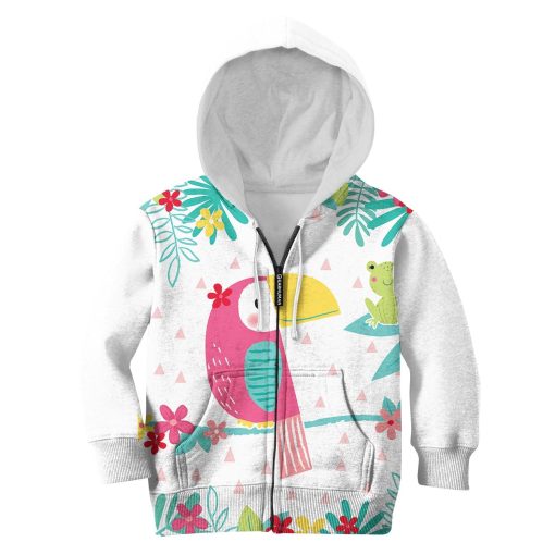 Pink Parrot Custom Hoodies T-shirt Apparel HD-PET110293K kid 3D apparel Kid Zip Hoodie S/6-8
