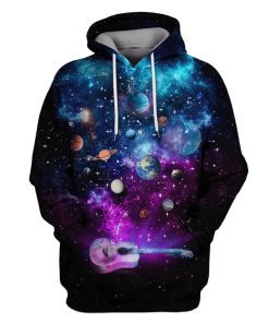 Playing guitar in the space with many planets Custom T-shirt - Hoodies Apparel GH110432 3D Custom Fleece Hoodies Hoodie S