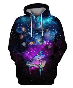 Playing piano in the space with many planets Custom T-shirt - Hoodies Apparel GH110433 3D Custom Fleece Hoodies Hoodie S