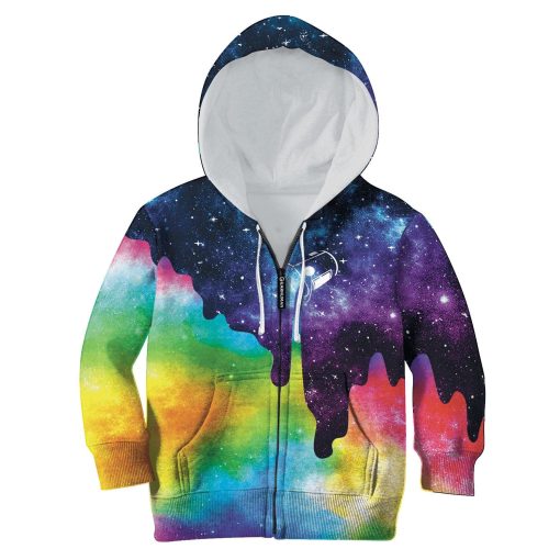 Pouring Rainbow Color For Galaxy Custom Hoodies T-shirt Apparel HD-UNI110146K kid 3D apparel Kid Zip Hoodie 2XS/3-4