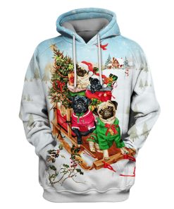 Pugs Bringing Christmas Presents Custom T-shirt - Hoodies Apparel PET110211 3D Custom Fleece Hoodies Hoodie S 